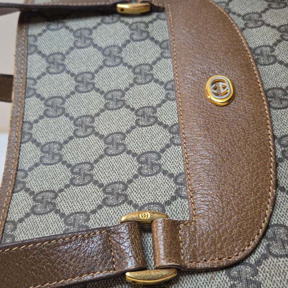 GUCCI 1970's Accessories Collection coated canvas/leather/webbing large tote bag - Picture 7 of 17